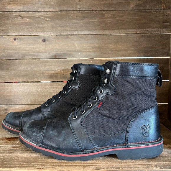 Mens Chrome BLCKCHRM Debuts Black‎ Leather Combat Bike Messenger Boots Size 11 M - Picture 2 of 6